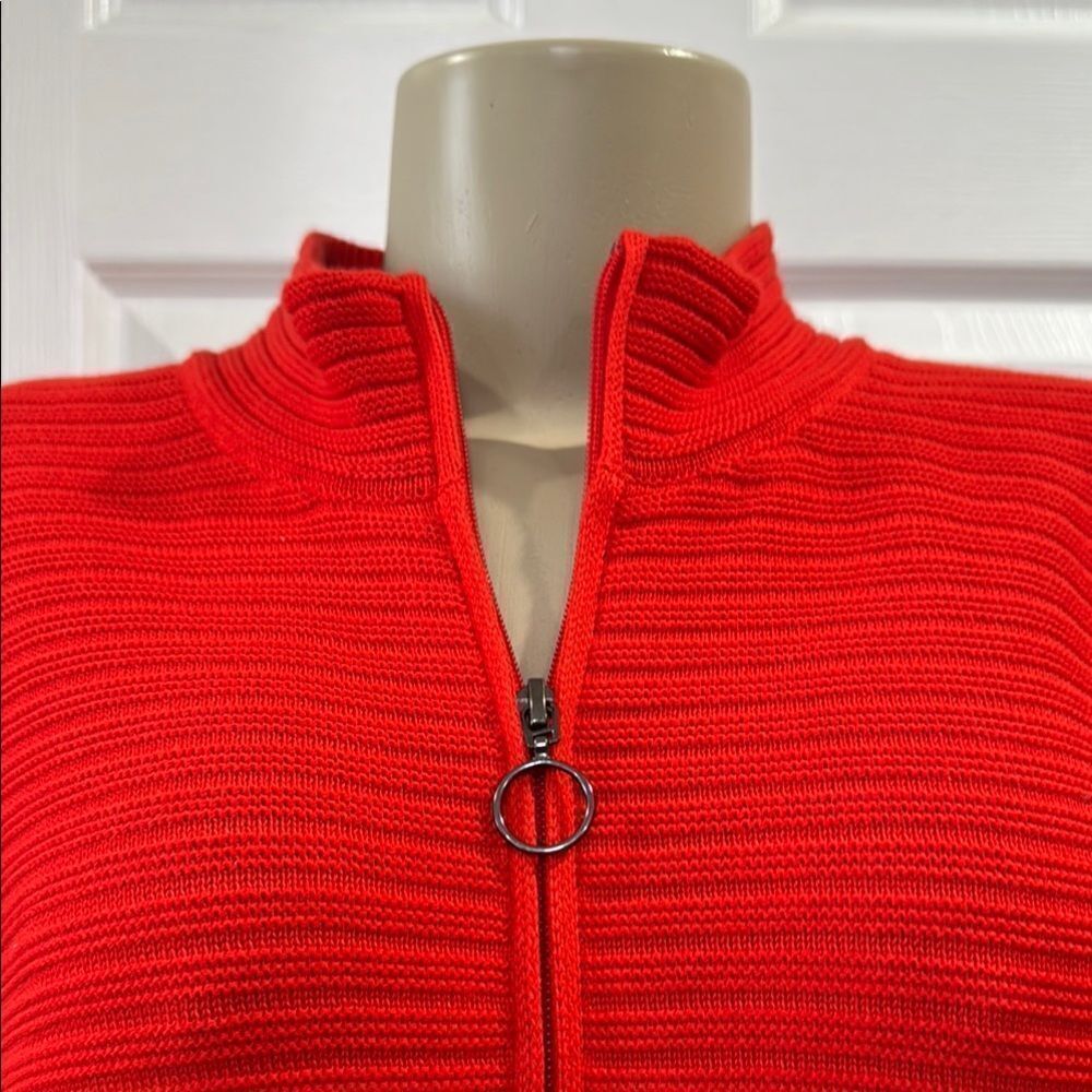 Rabe Ribbed  Red Zip-Up Cardigan. - Picture 6 of 12